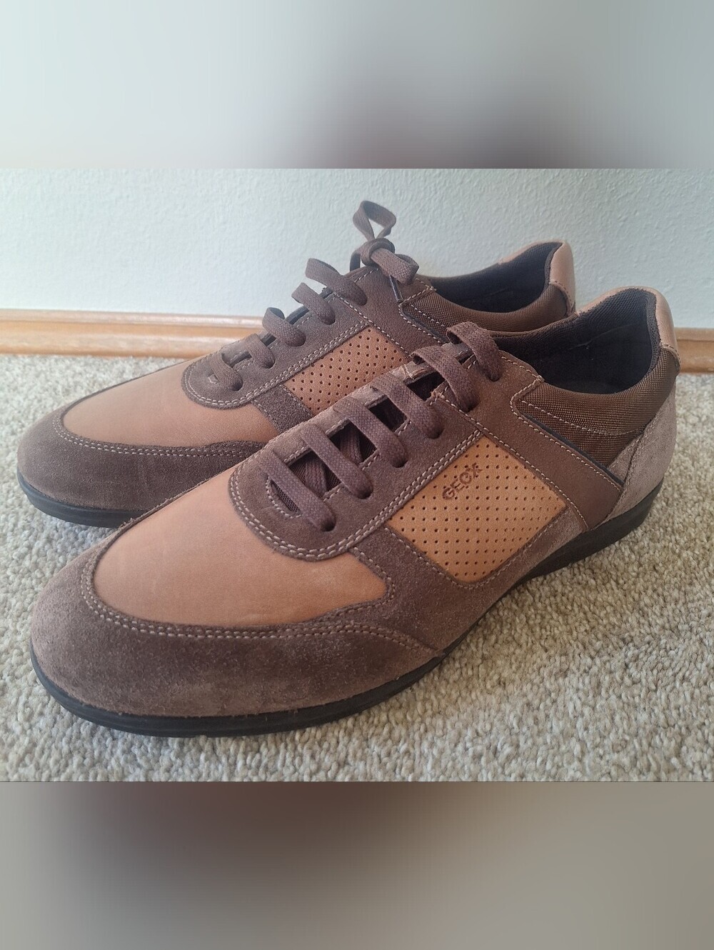 Geox U Adrien Leather Suede Breathable Casual Sneakers Brown Mens 9